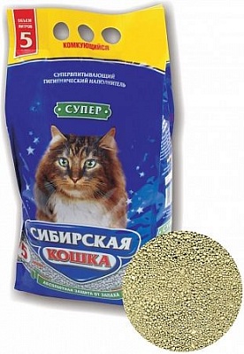 Наполнитель Сибирская кошка Супер комкующийся для кошек