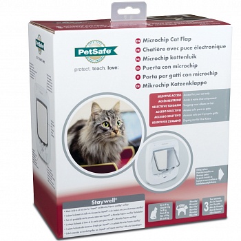 Дверца PetSafe для кошек с микрочипом, белая.
