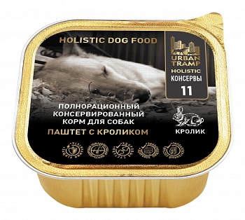 URBAN TRAMP Полнорационный консервированный HOLISTIC корм для собак. Паштет с кроликом