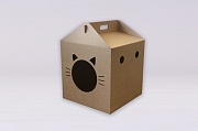 Домик для кошки из картона KUBIK бурый