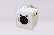 Домик для кошки из картона KUBIK белый