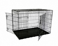 Клетка для собак металлическая с 2 дверками 118x78x85 см, черная, Wire cage black 2 doors